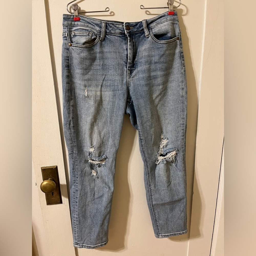 Judy Blue Light Blue Distressed Skinny Jeans